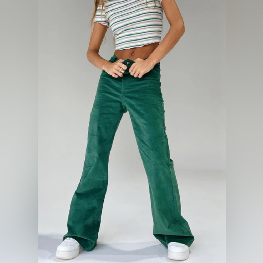 Princess Polly flare leg corduroy pants. Stretch size 2 green